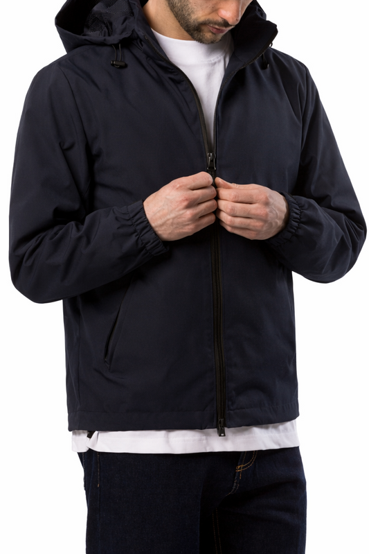 Giubbino Uomo Blu Tecnico con Cappuccio