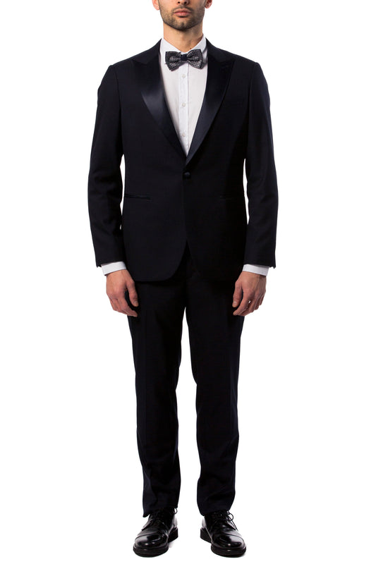 Abito Uomo Blu Notte con Rever a Lancia in Raso