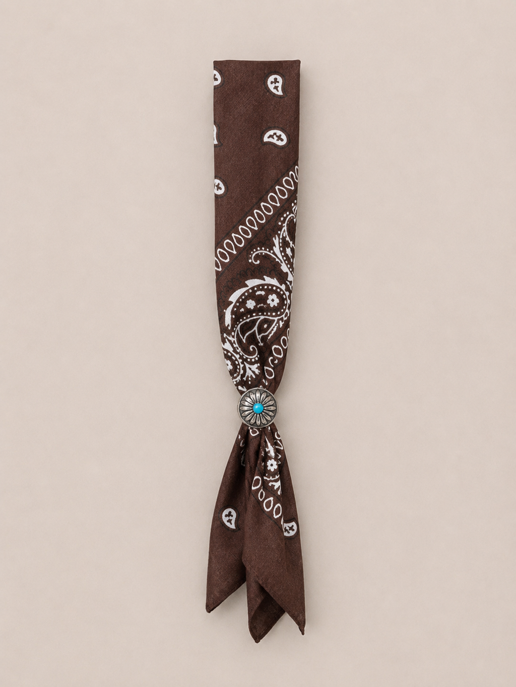 Foulard Bandana Paisley Testa di Moro con Anello Turchese