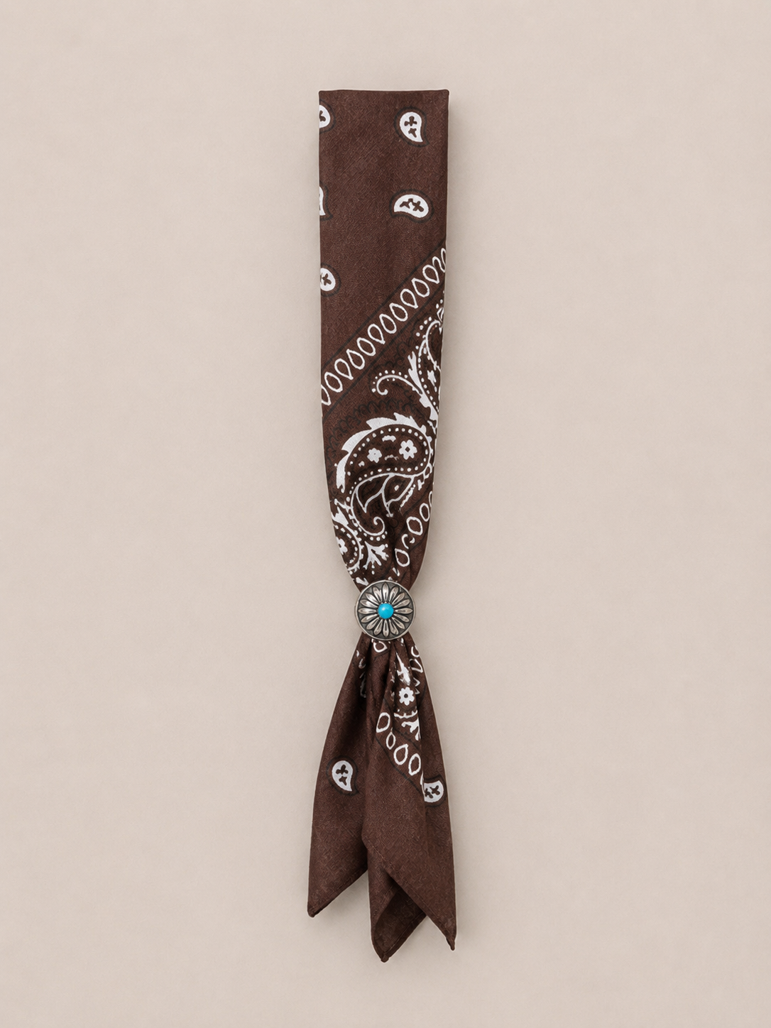 Foulard Bandana Paisley Testa di Moro con Anello Turchese