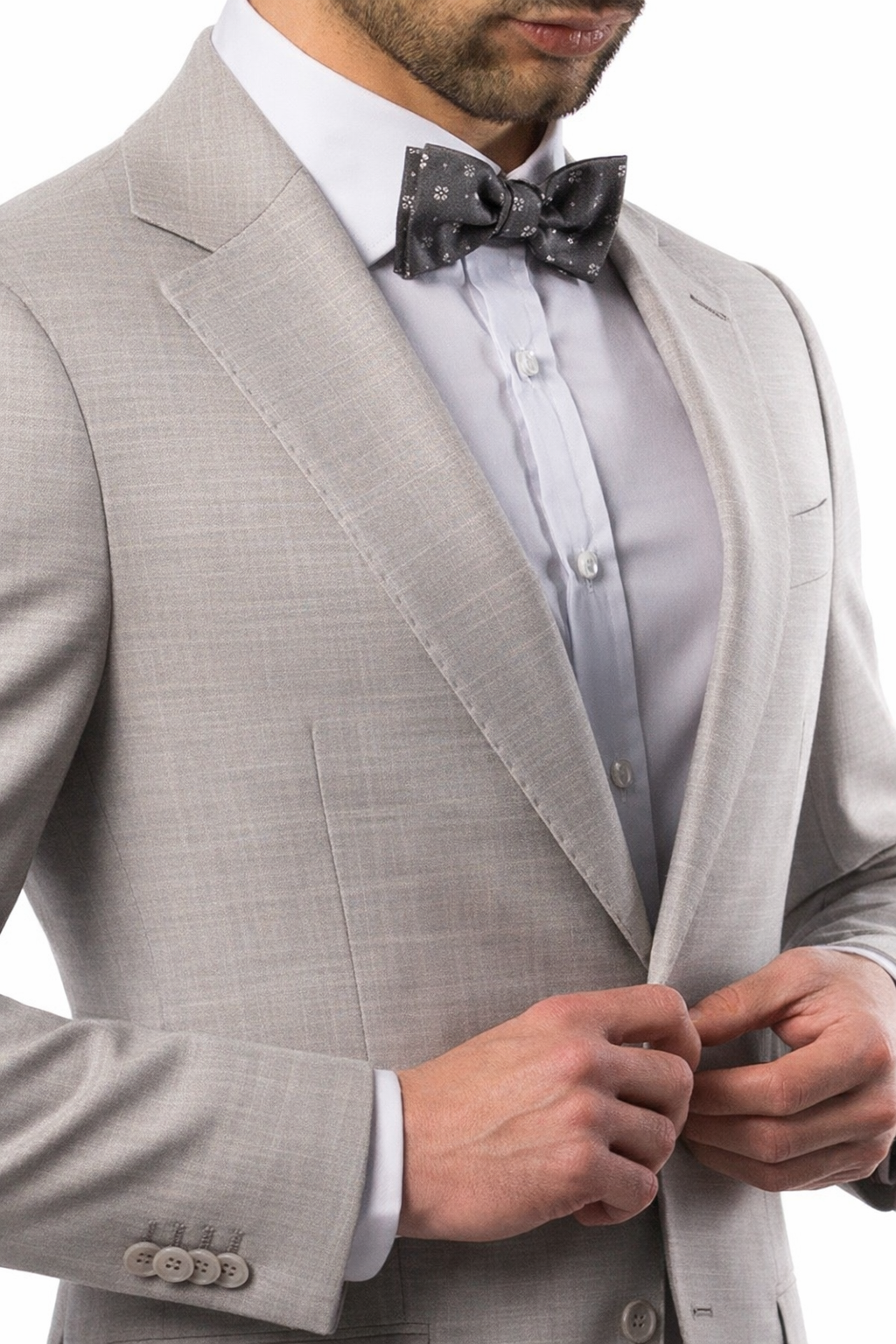 Abito Uomo Grigio Chiaro Microtexture