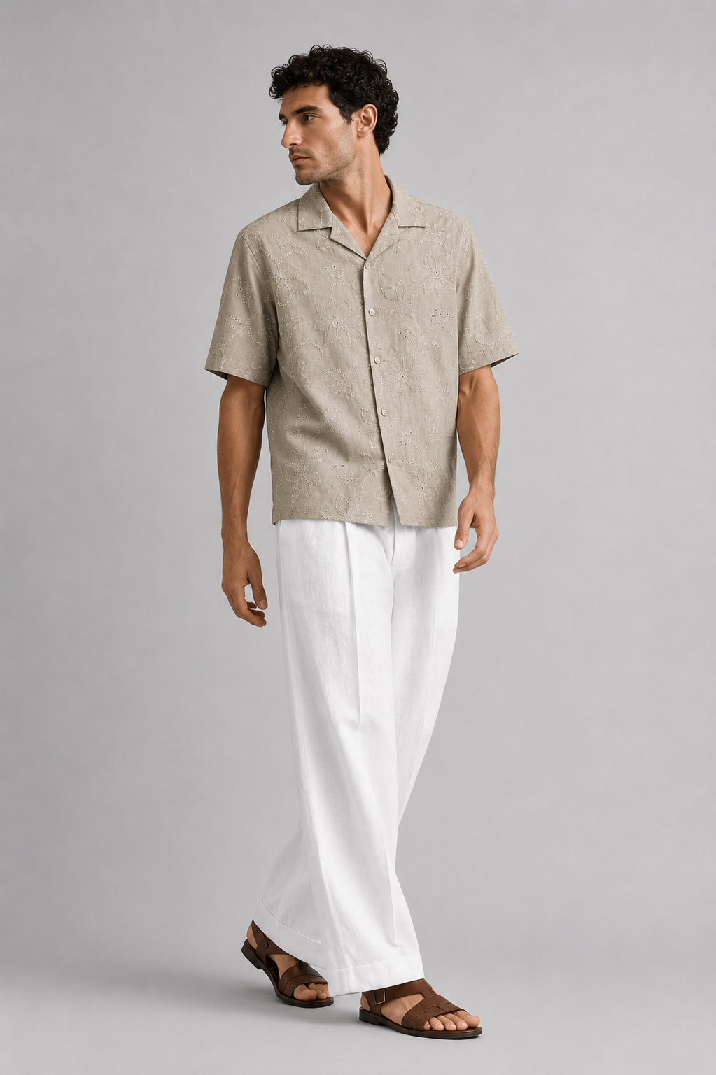 Camicia Resort Ricamo Floreale