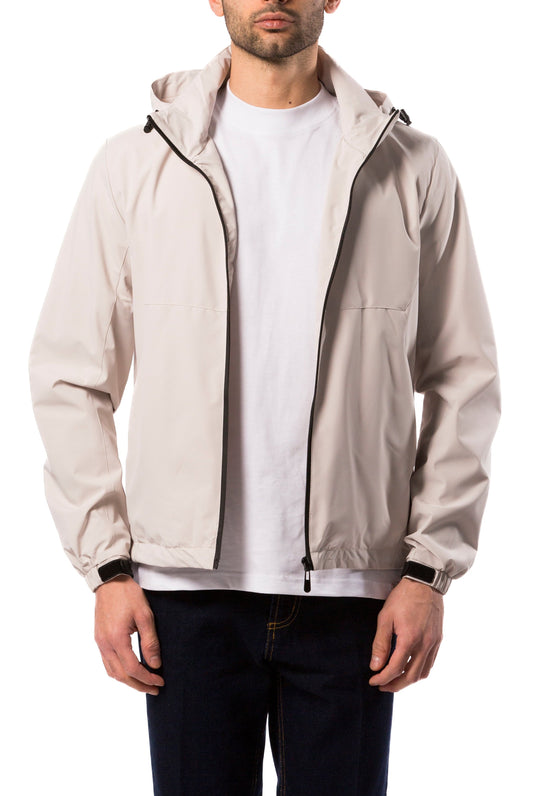 Giubbino Uomo Beige Tecnico con Cappuccio