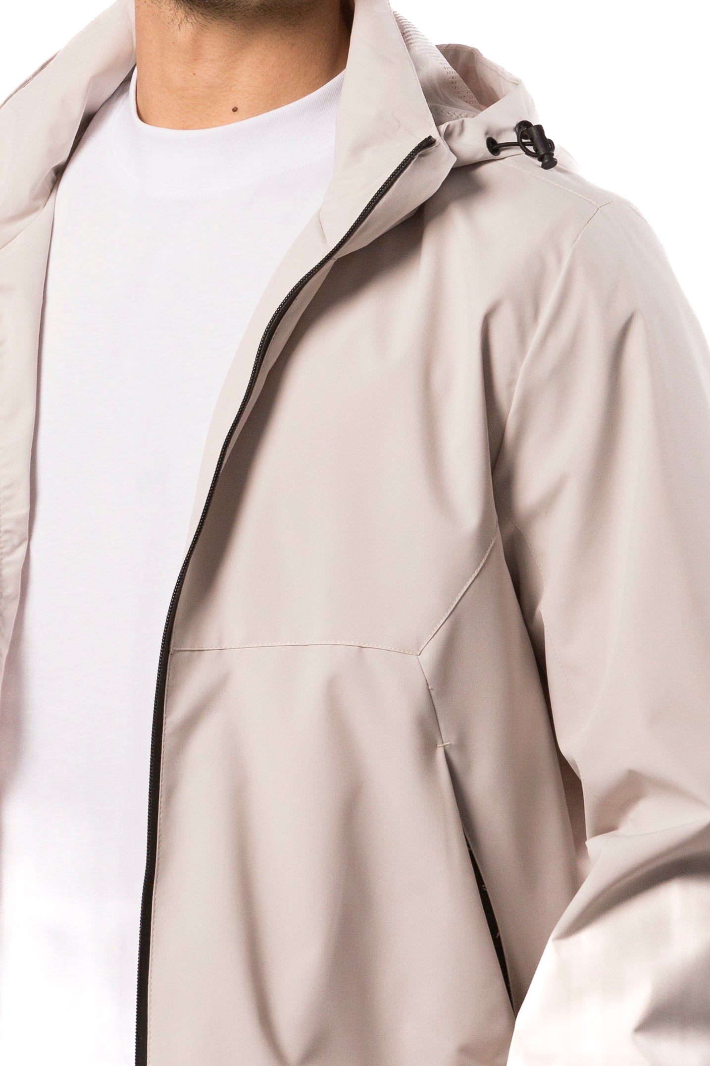 Giubbino Uomo Beige Tecnico con Cappuccio