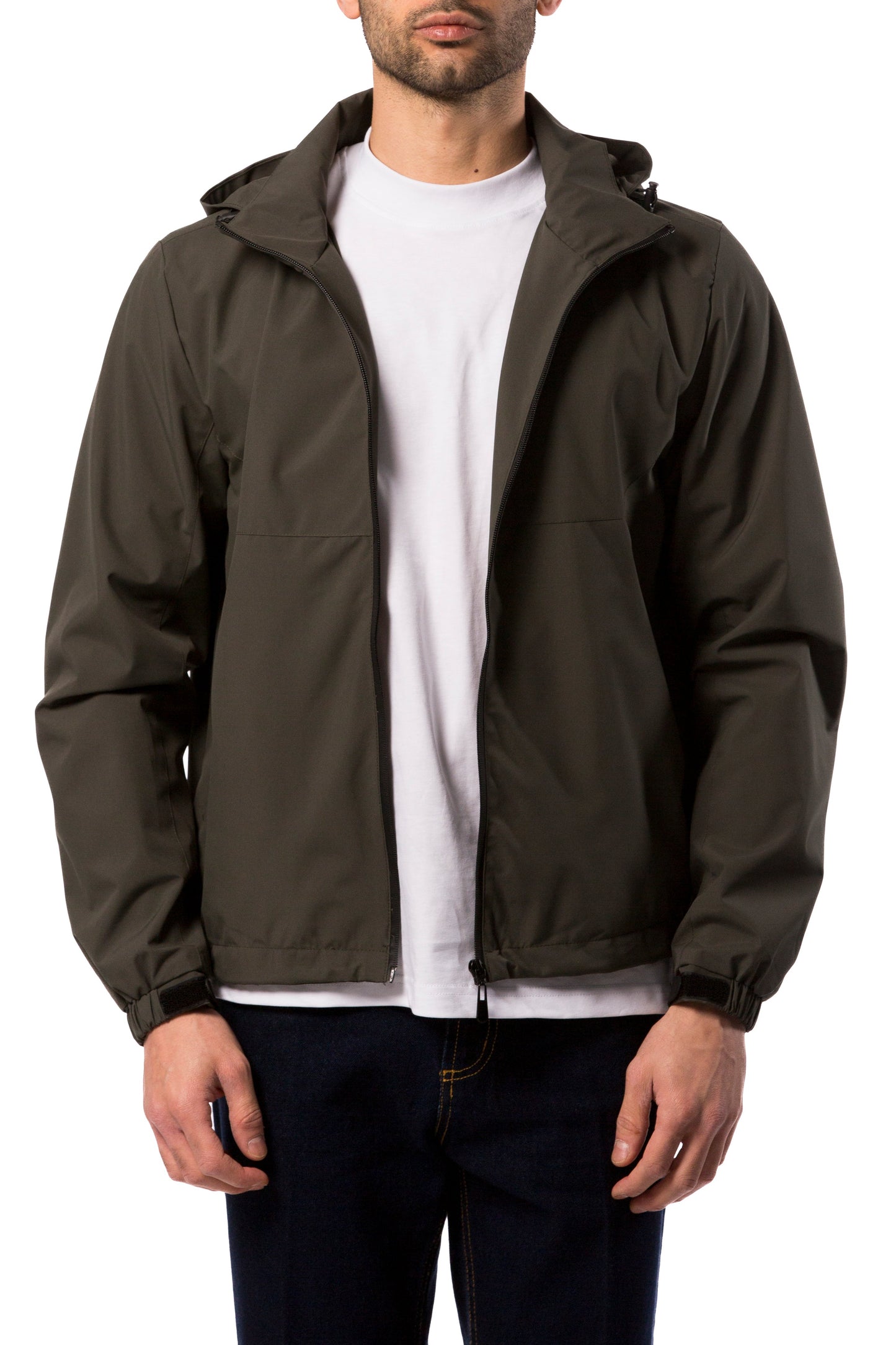 Giubbino Uomo Verde Militare Tecnico con Cappuccio