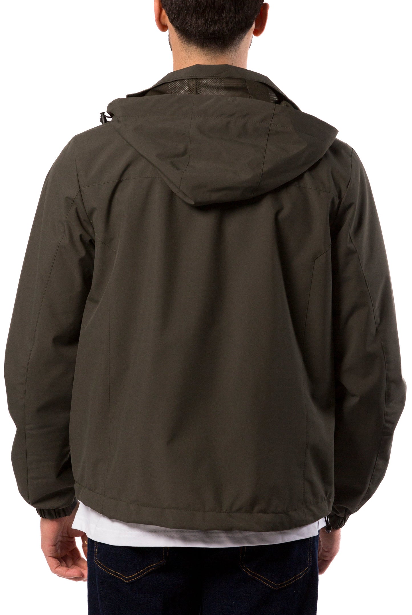 Giubbino Uomo Verde Militare Tecnico con Cappuccio