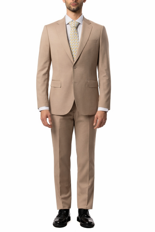 Abito Uomo Beige Chiaro Microtexture