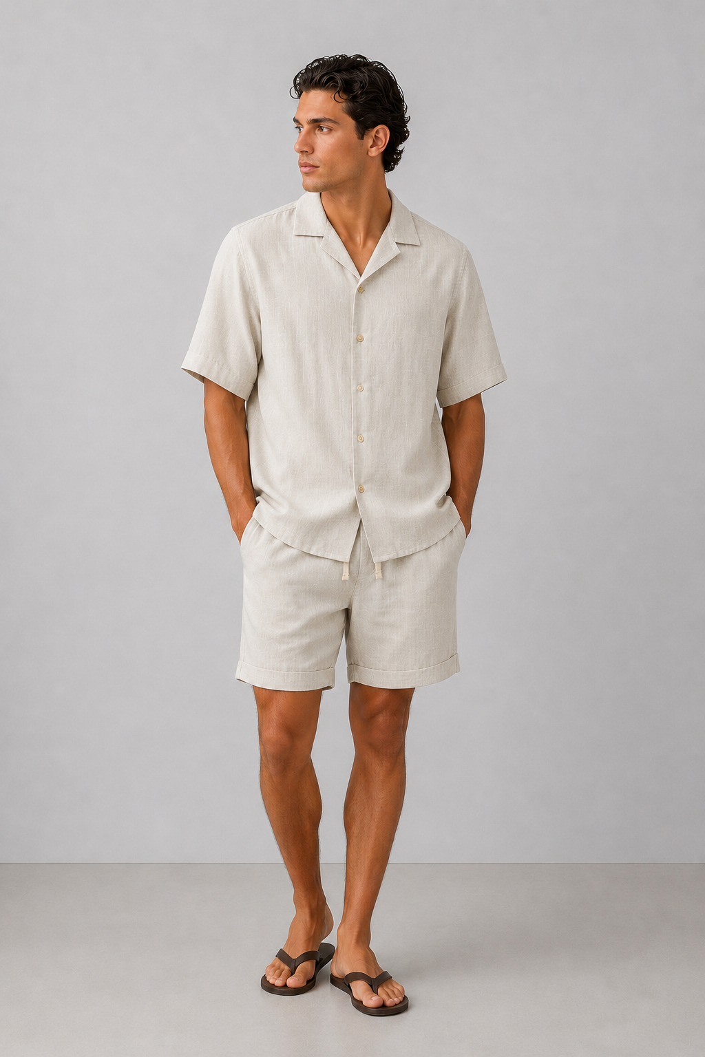 Coordinato Uomo Effetto Lino Relaxed Fit