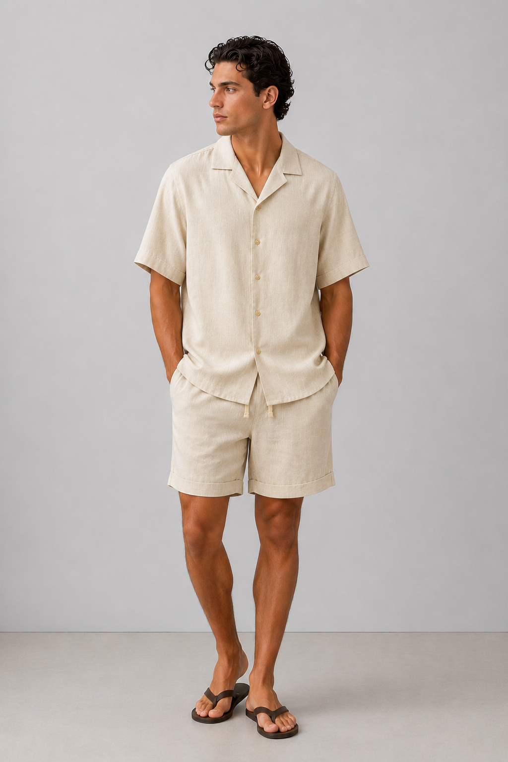 Coordinato Uomo Effetto Lino Relaxed Fit
