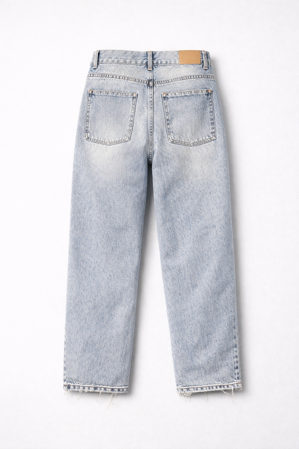 Jeans Denim Chiaro Wide Leg Sfilacciato