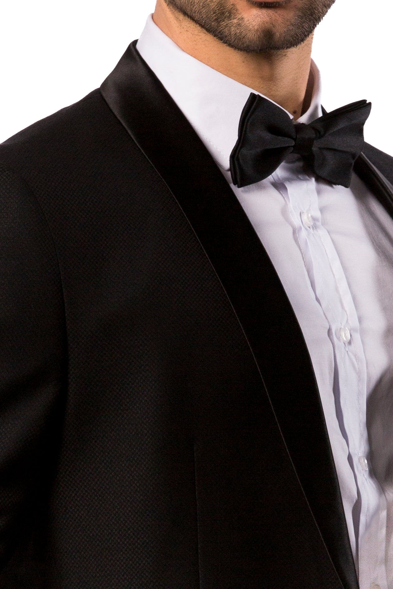 Abito Uomo Nero Smoking Rever in Raso