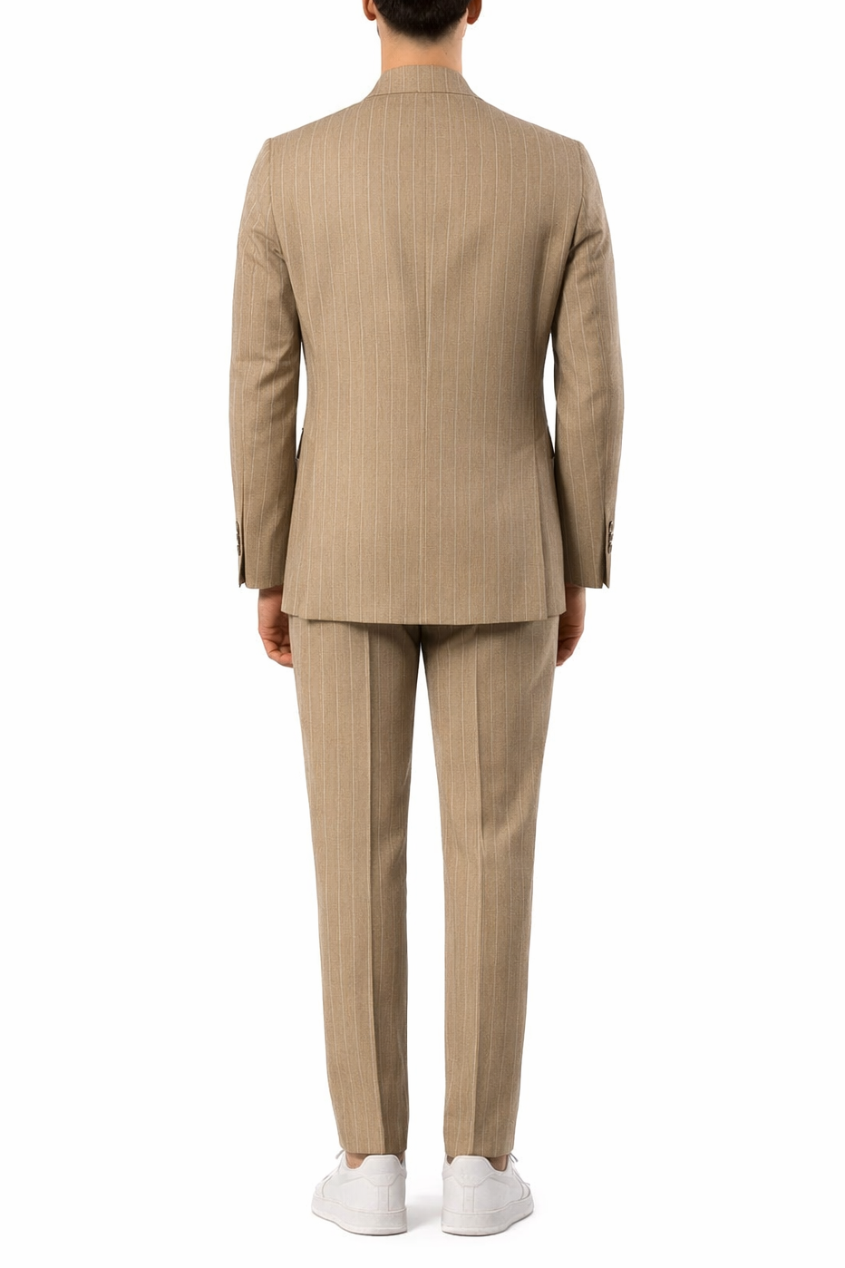 Abito Uomo Beige Gessato Doppiopetto
