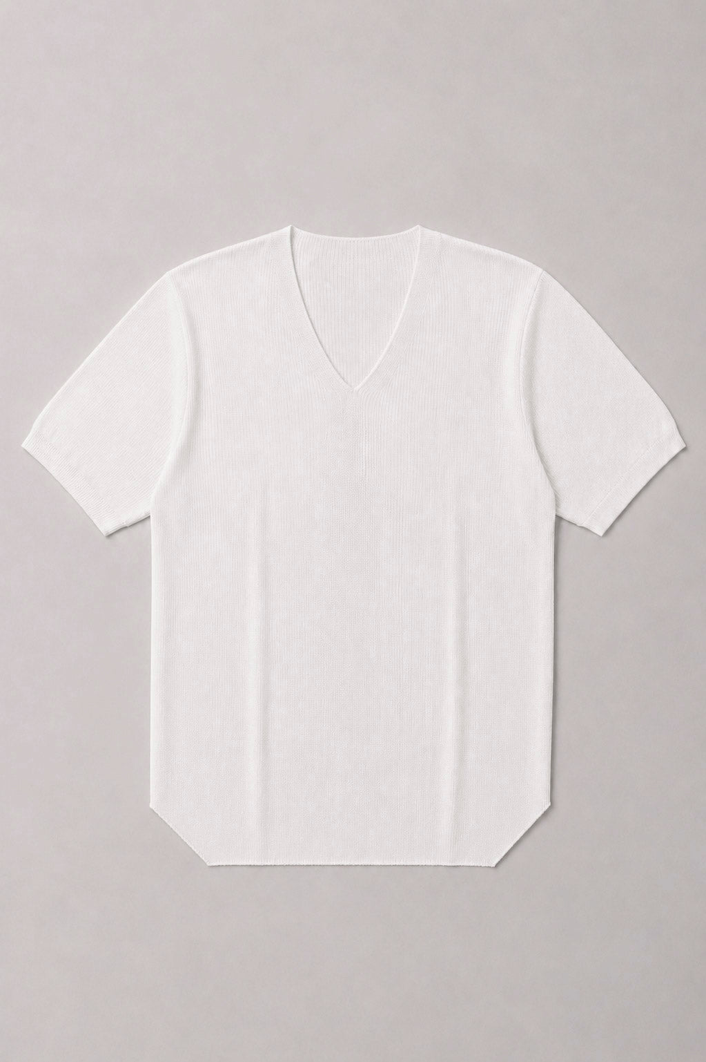 T-Shirt in Maglia a Costine Scollo V