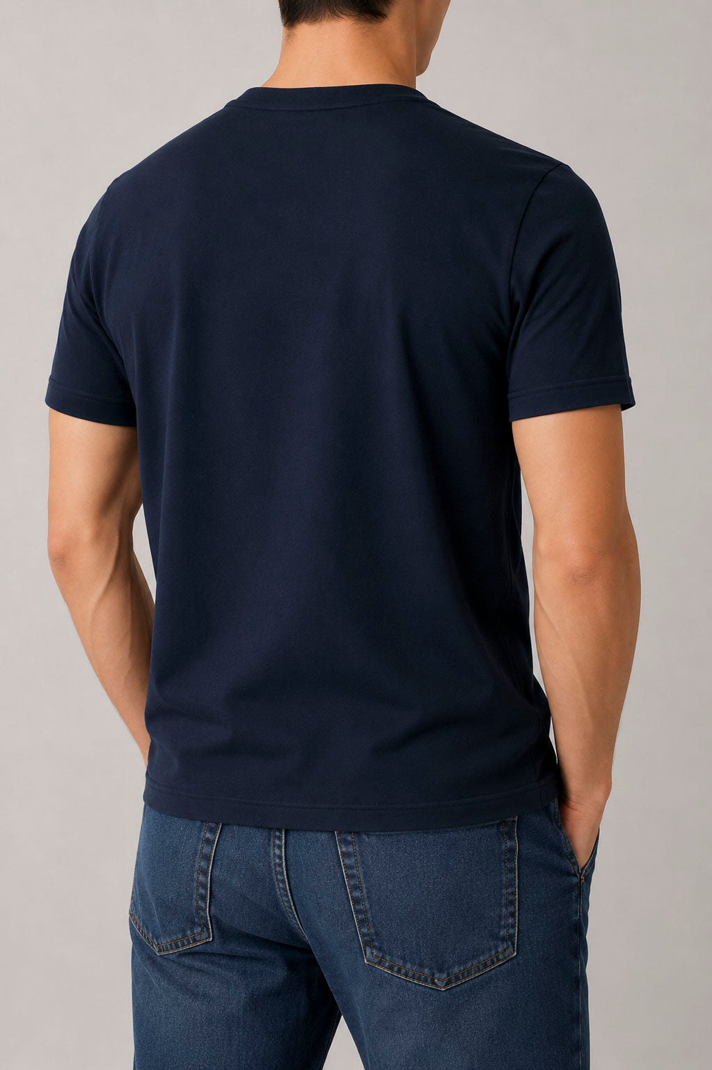 T-Shirt Uomo Color Block con Inserto in Lino