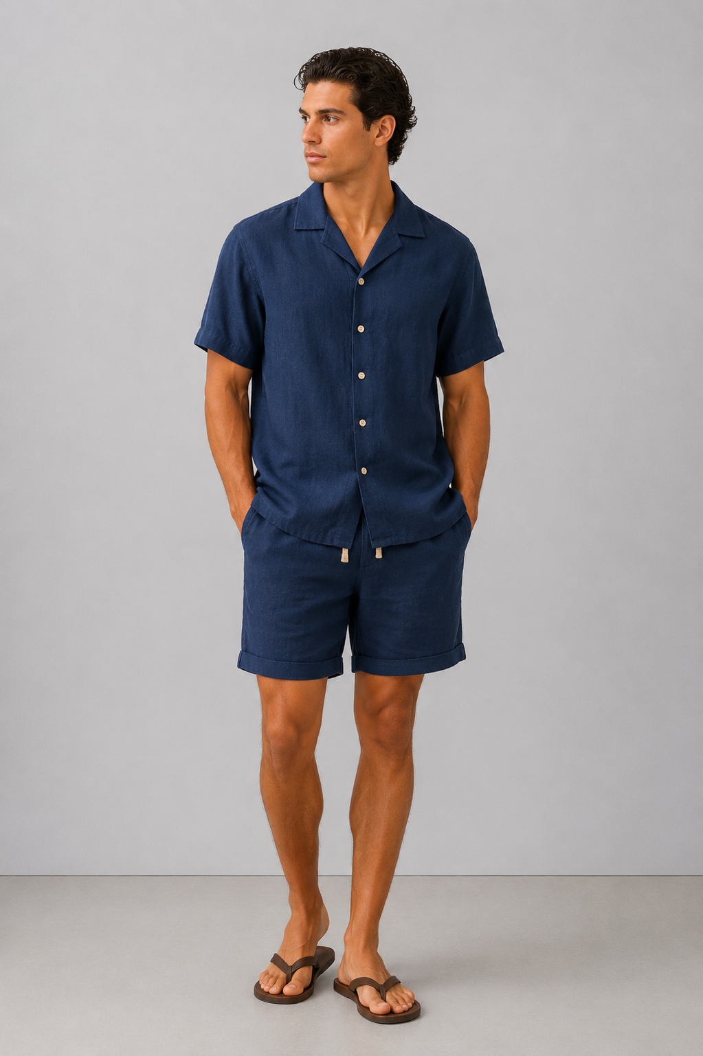 Coordinato Uomo Effetto Lino Relaxed Fit