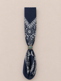 Foulard Bandana Paisley Blu con Anello Turchese