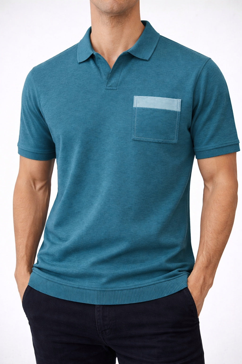 Polo Uomo Microtexture Traspirante Con Taschino Estiva