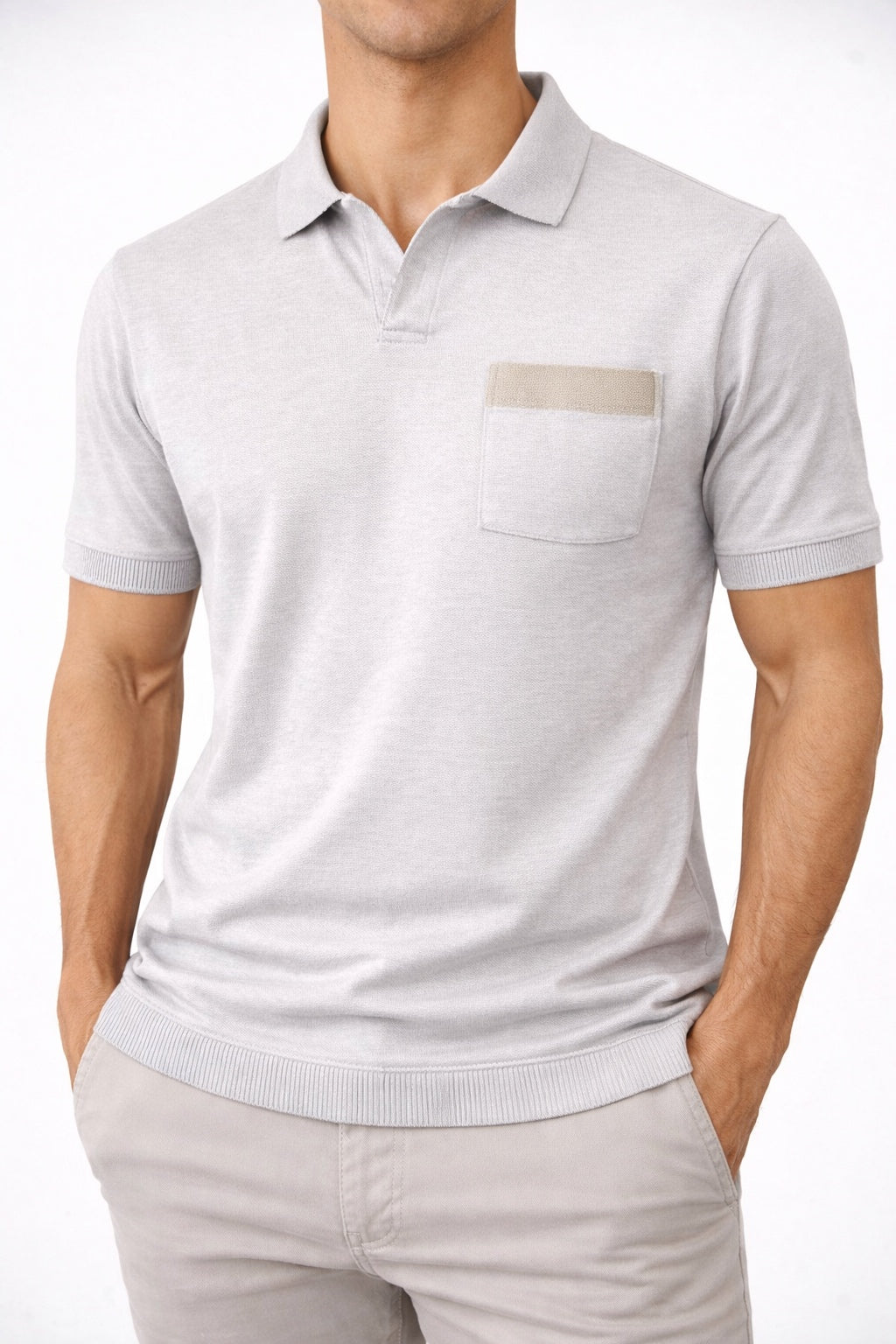 Polo Uomo Microtexture Traspirante Con Taschino Estiva