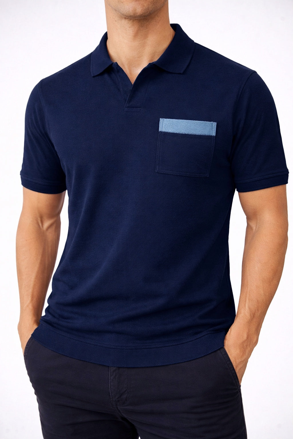 Polo Uomo Microtexture Traspirante Con Taschino Estiva
