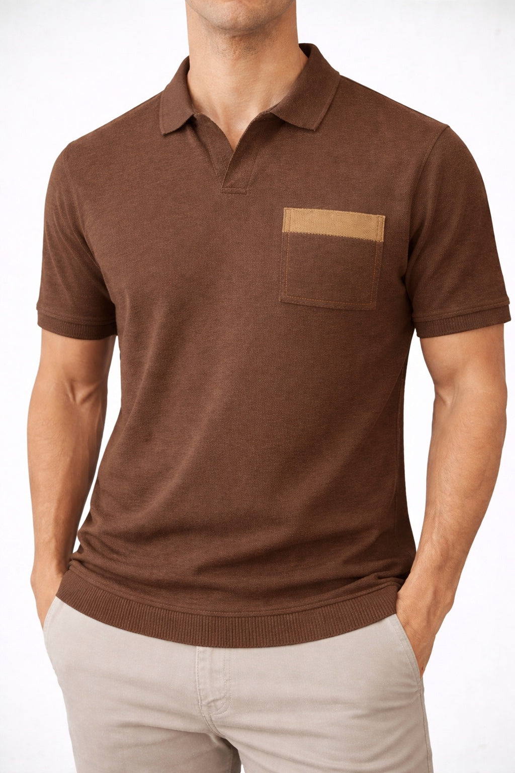 Polo Uomo Microtexture Traspirante Con Taschino Estiva