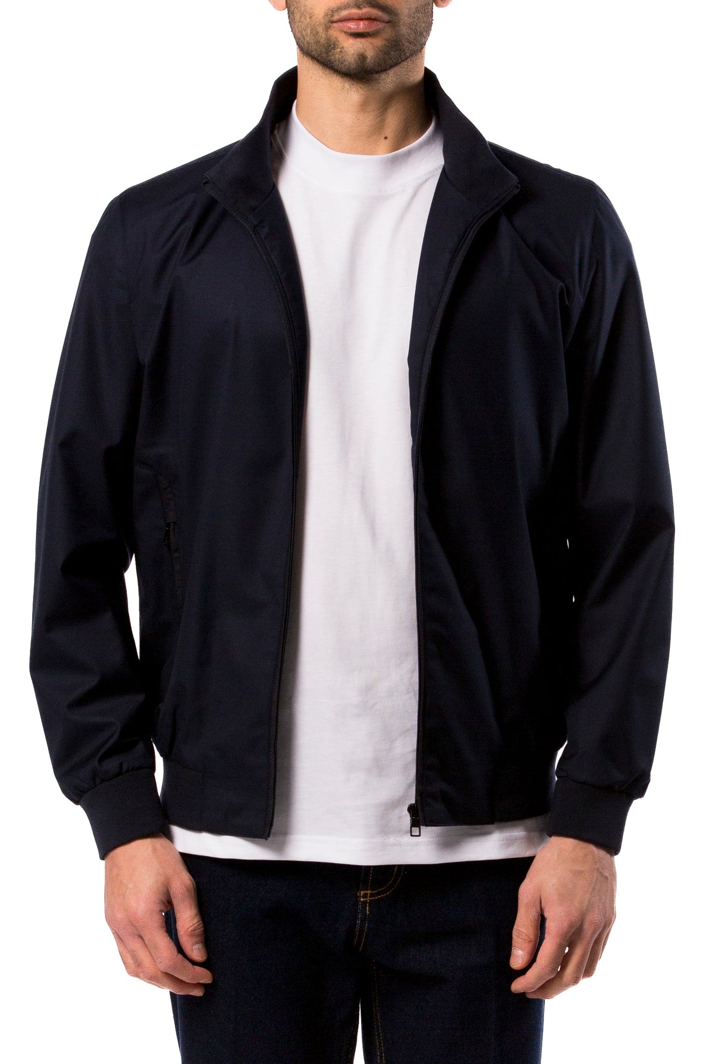 Giubbino Uomo Blu Leggero Zip Collo Alto