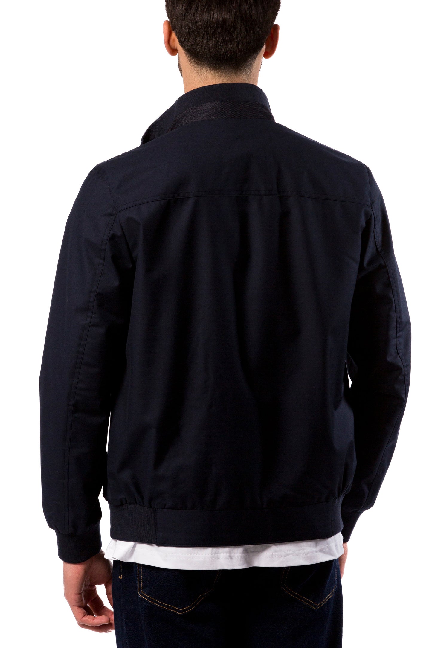 Giubbino Uomo Blu Leggero Zip Collo Alto