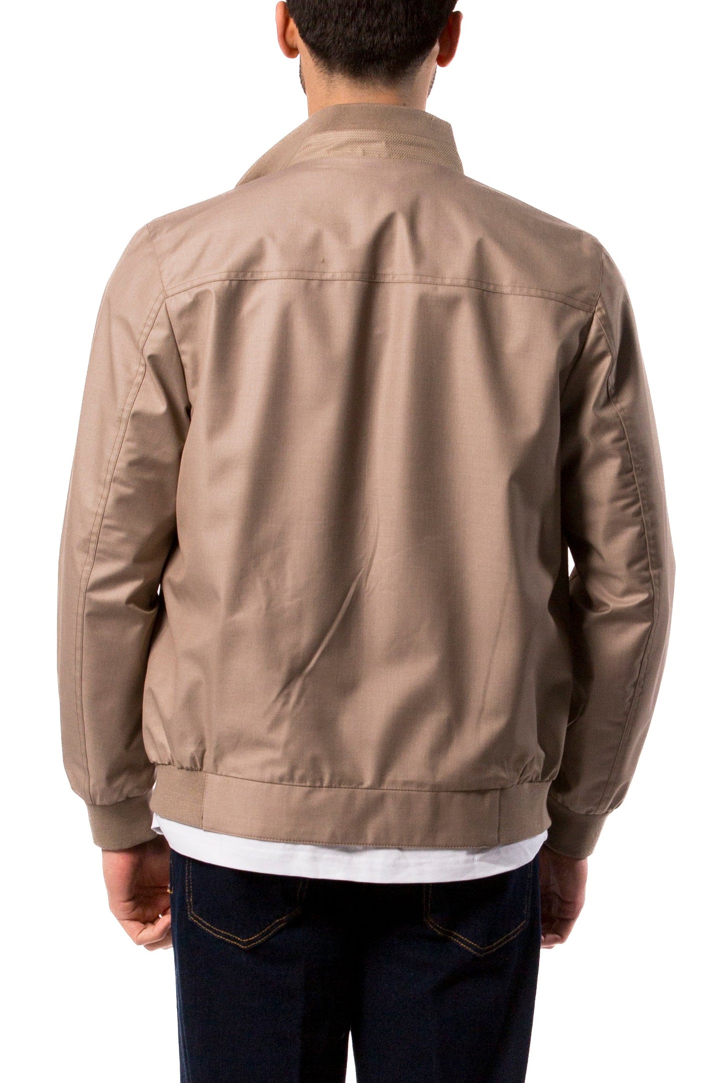 Giubbino Uomo Beige Leggero Zip Collo Alto