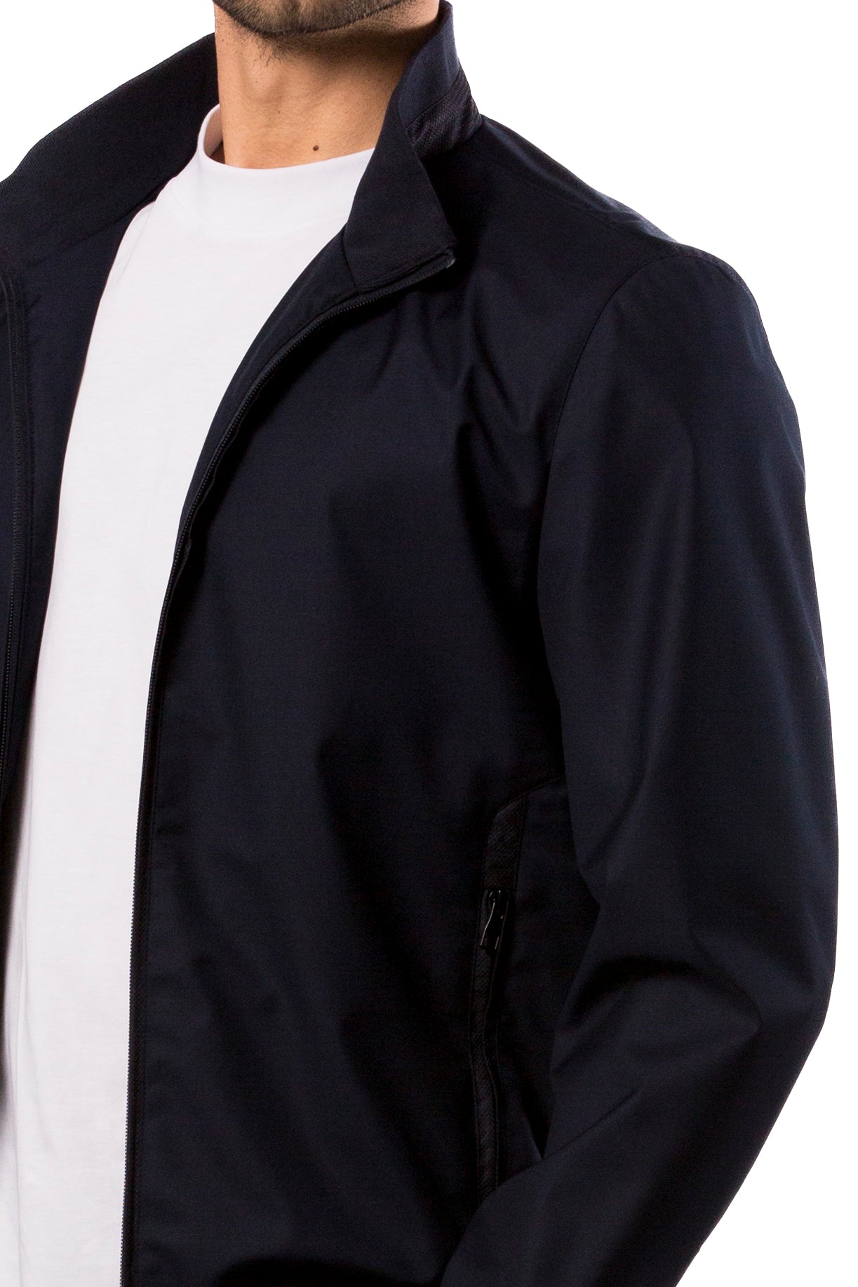 Giubbino Uomo Blu Leggero Zip Collo Alto