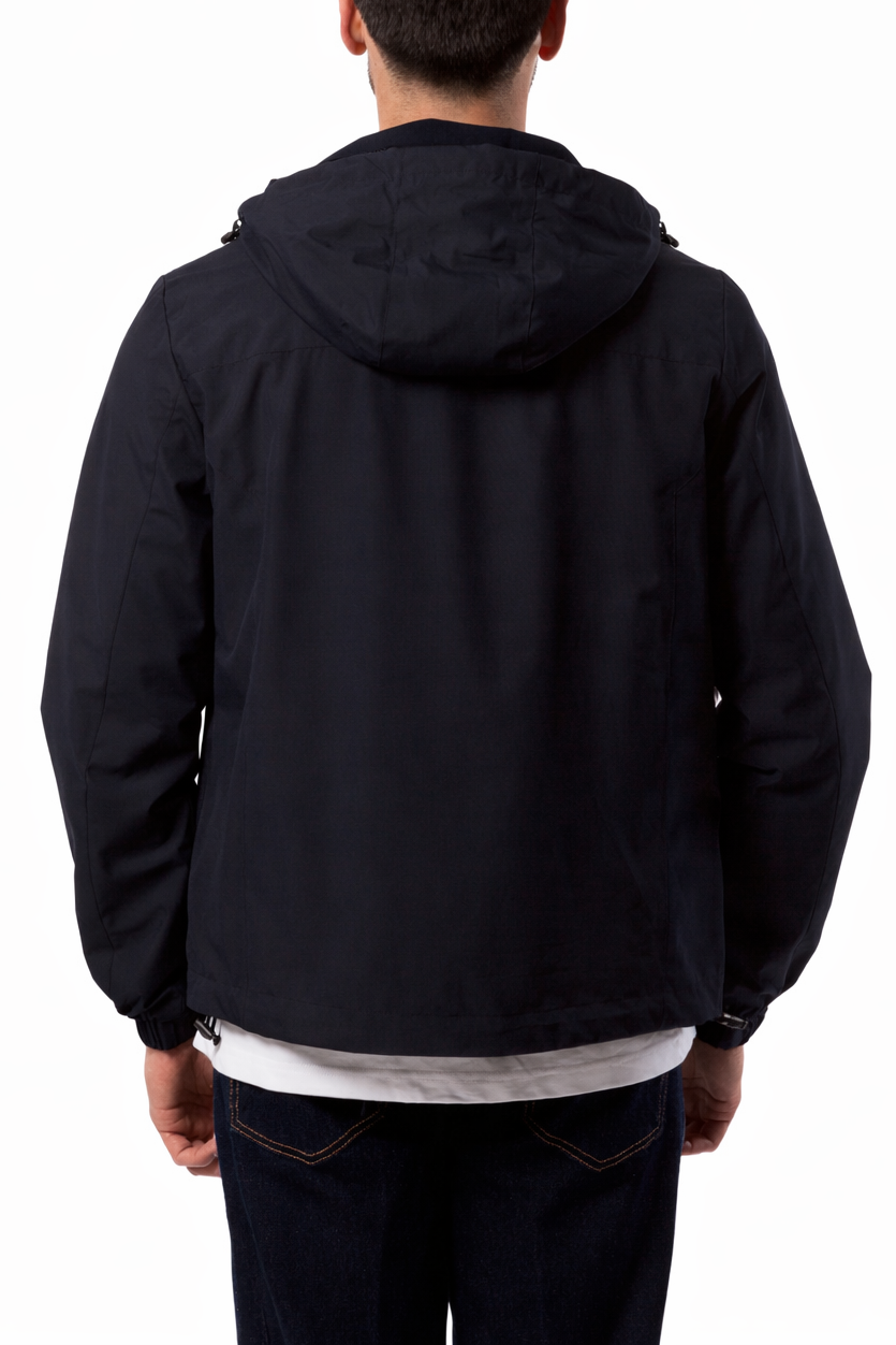 Giubbino Uomo Blu Tecnico con Cappuccio