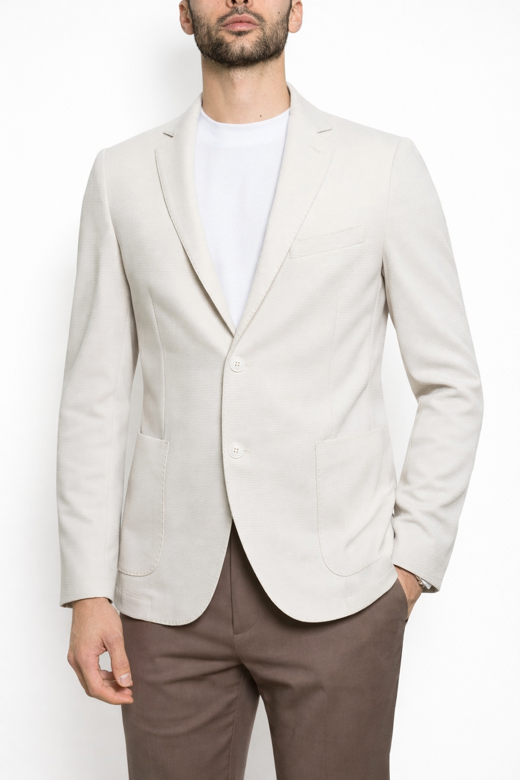 Giacca Uomo Monopetto Leggera Microtexture
