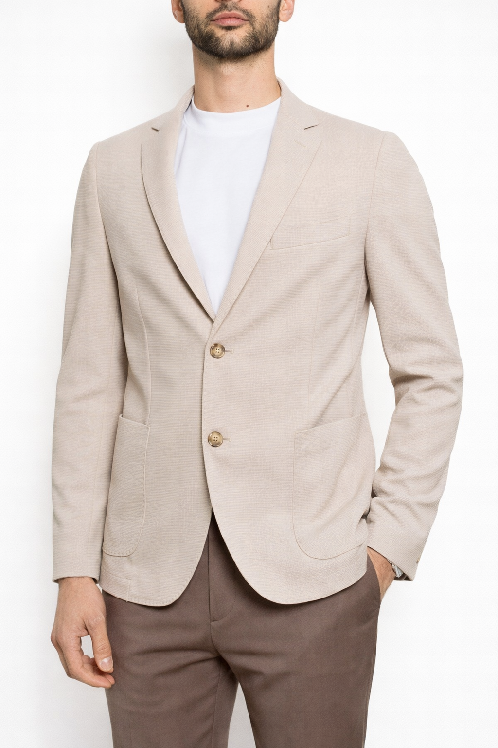 Giacca Uomo Monopetto Leggera Microtexture