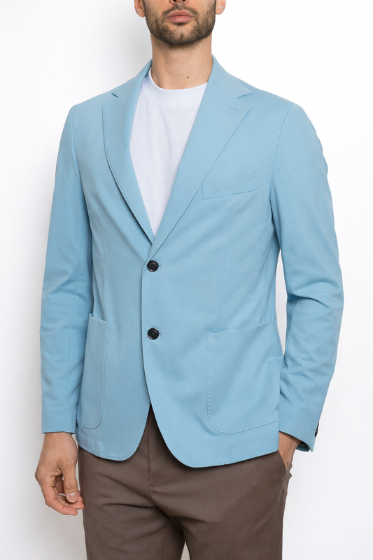 Giacca Uomo Monopetto Leggera Effetto Maglia