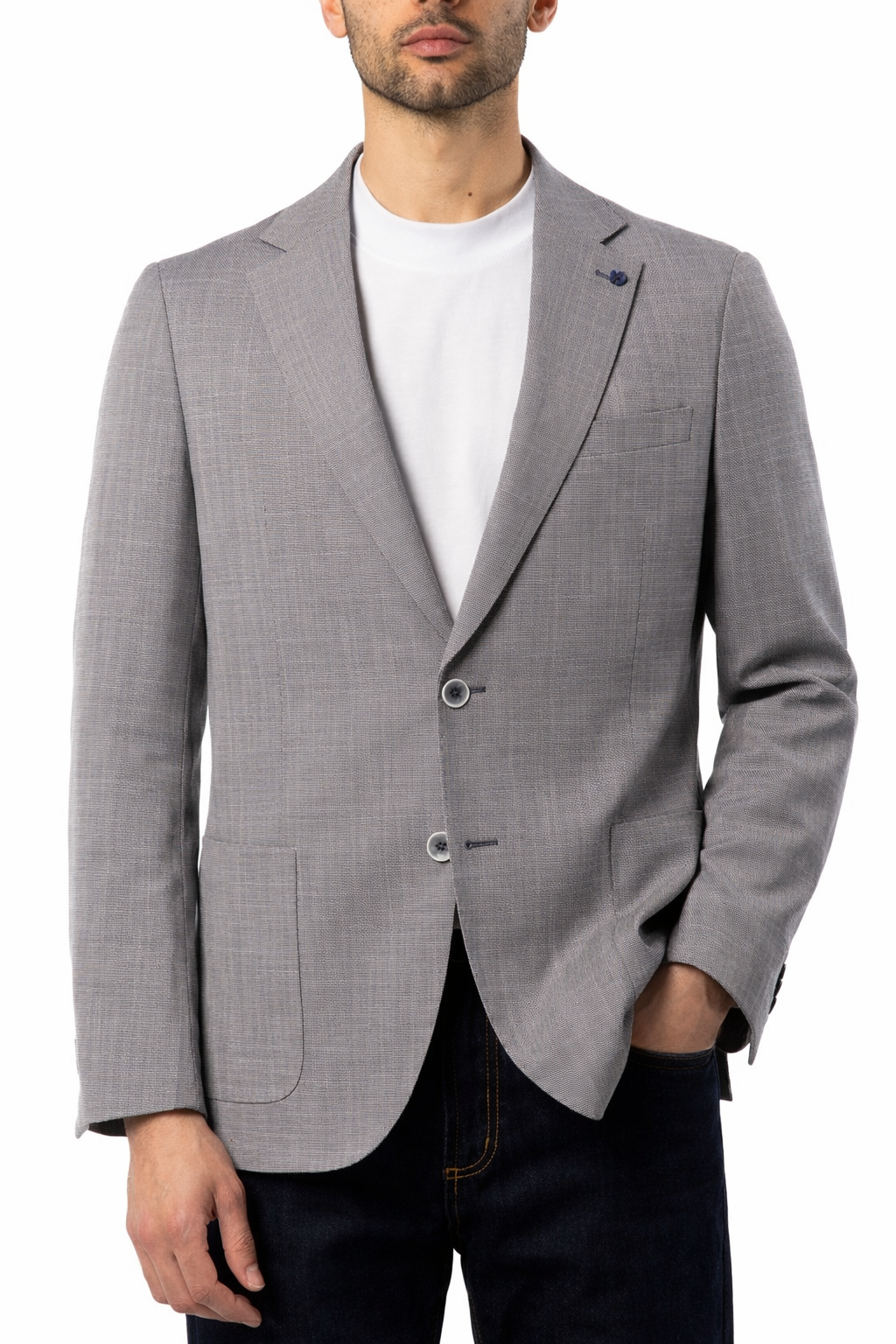 Giacca Uomo Grigio Chiaro Microtexture