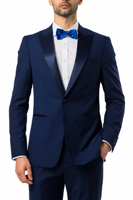 Abito Uomo Blu con Rever a Lancia in Raso