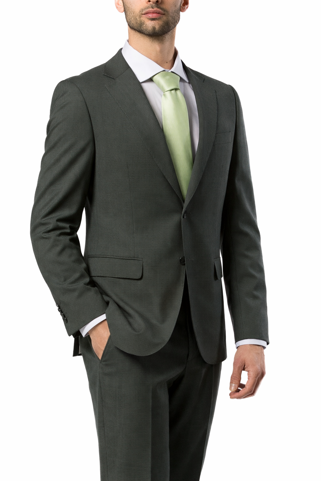 Abito Uomo Verde Oliva Microtexture