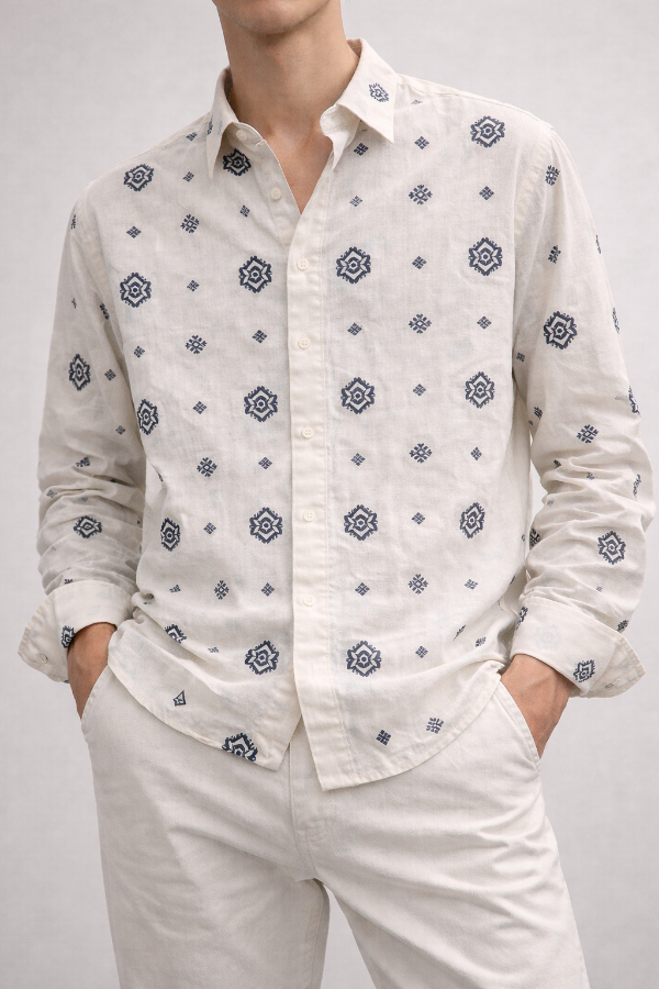 Camicia Cotone Fantasia Geometrica