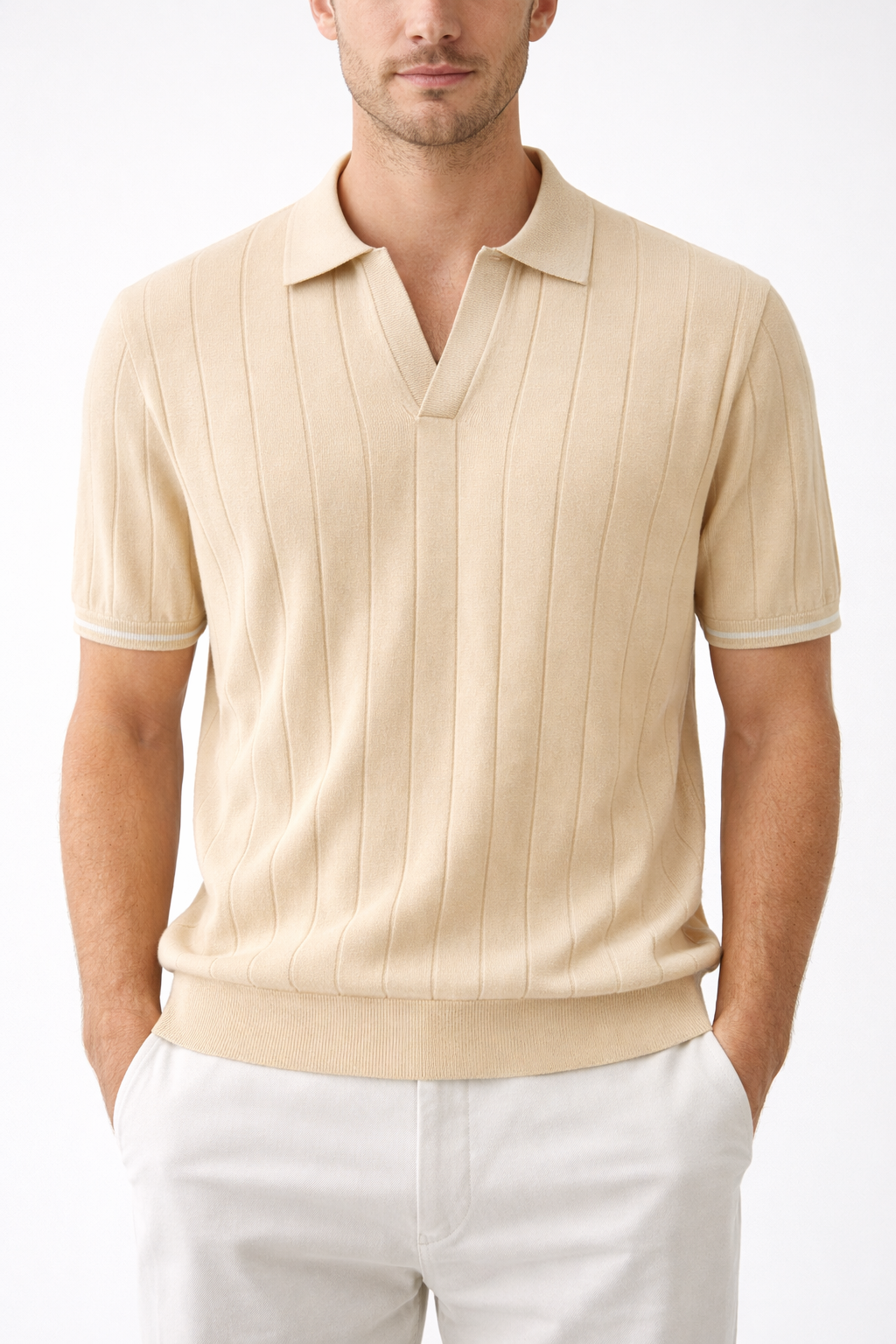 Polo Uomo Maglia Coste Verticali Traspirante Estiva