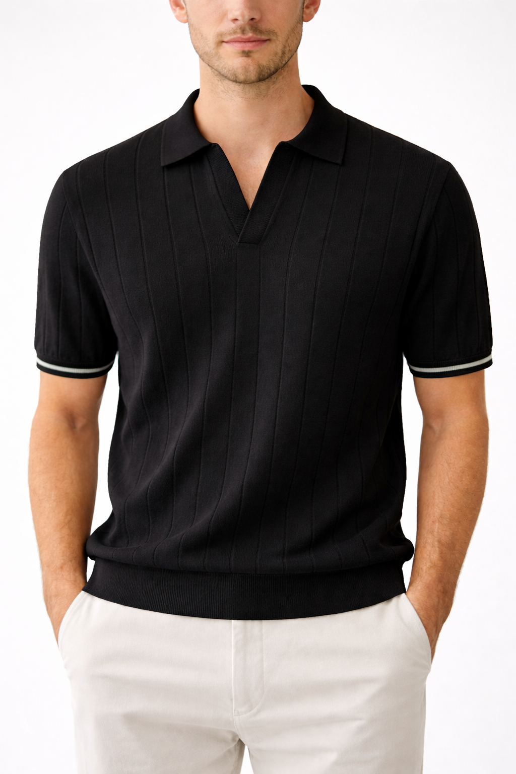 Polo Uomo Maglia Coste Verticali Traspirante Estiva