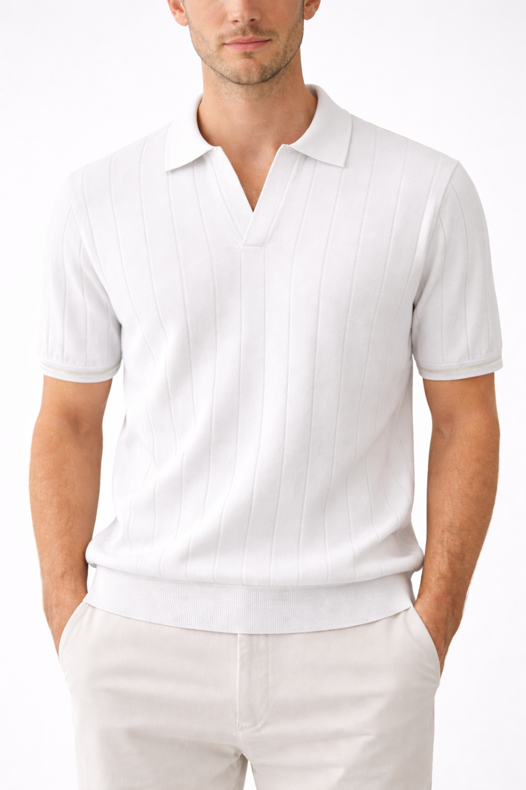 Polo Uomo Maglia Coste Verticali Traspirante Estiva