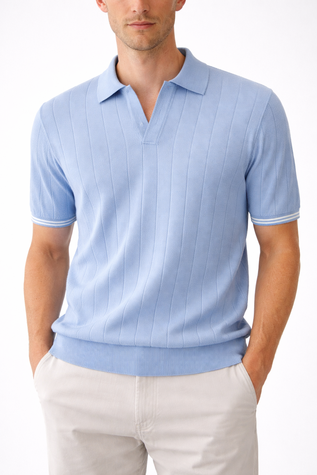 Polo Uomo Maglia Coste Verticali Traspirante Estiva