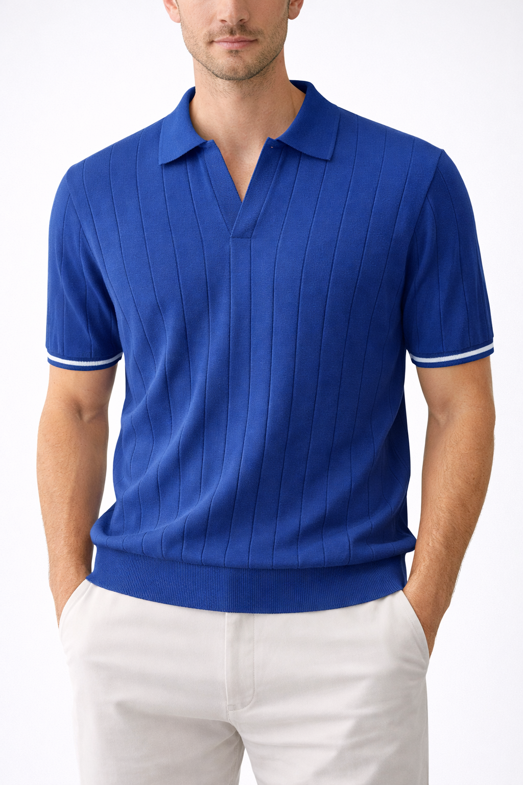 Polo Uomo Maglia Coste Verticali Traspirante Estiva