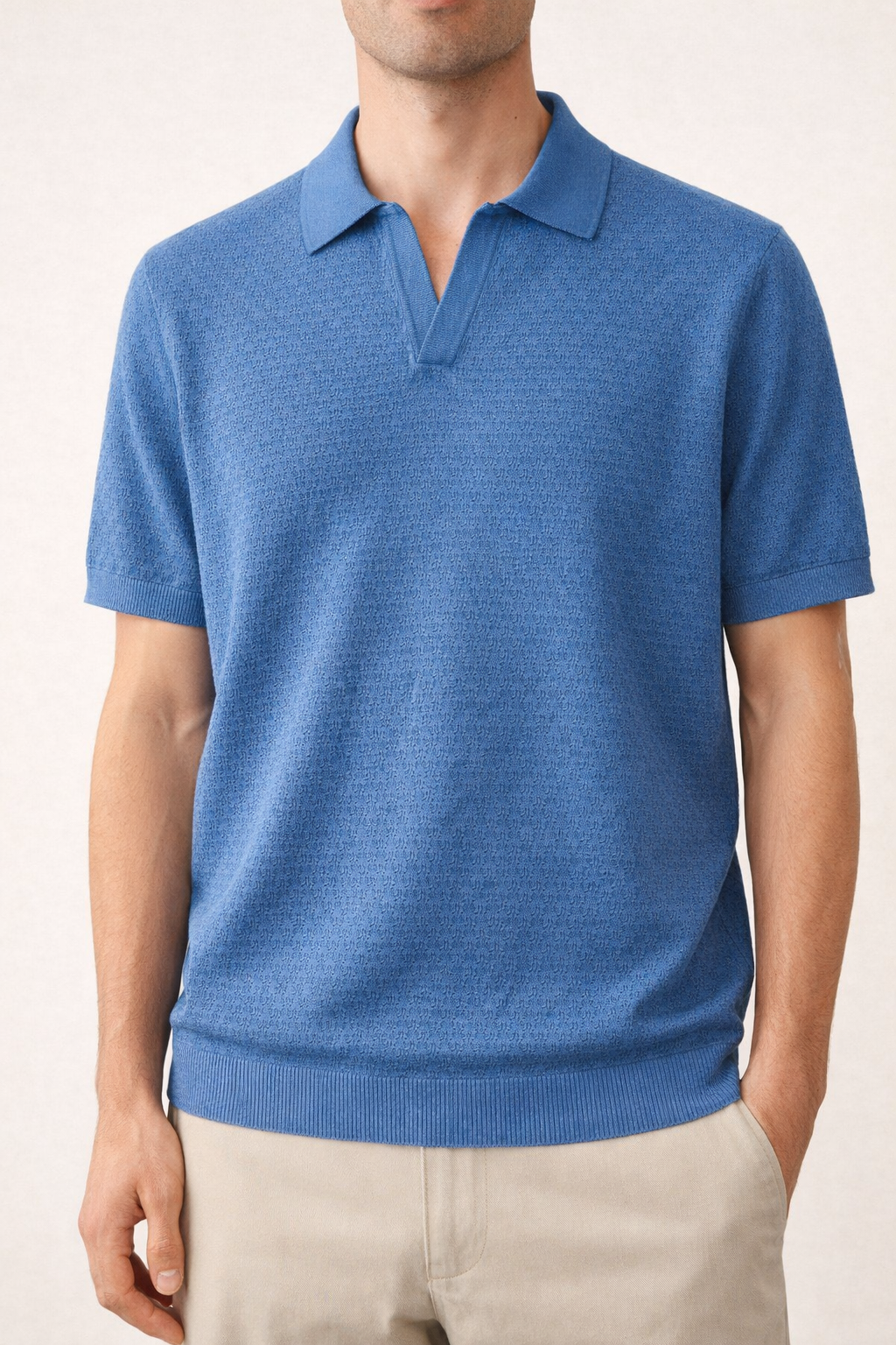 Polo Uomo Maglia Microtexture Operata Traspirante Estiva