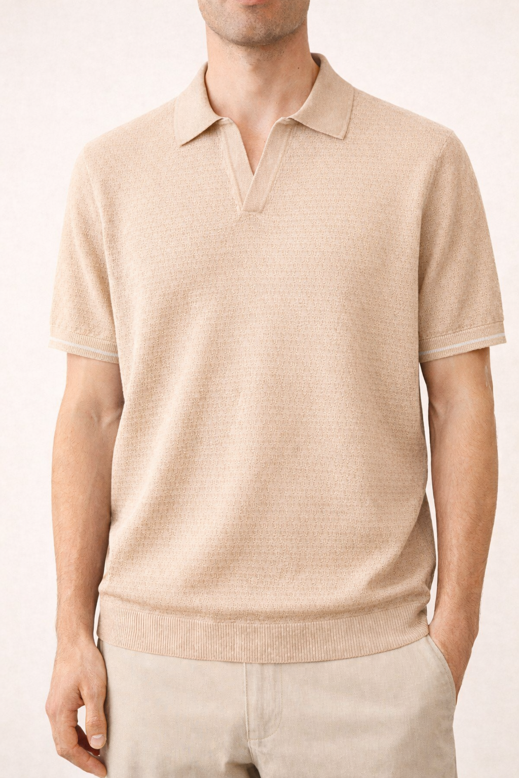 Polo Uomo Maglia Microtexture Operata Traspirante Estiva