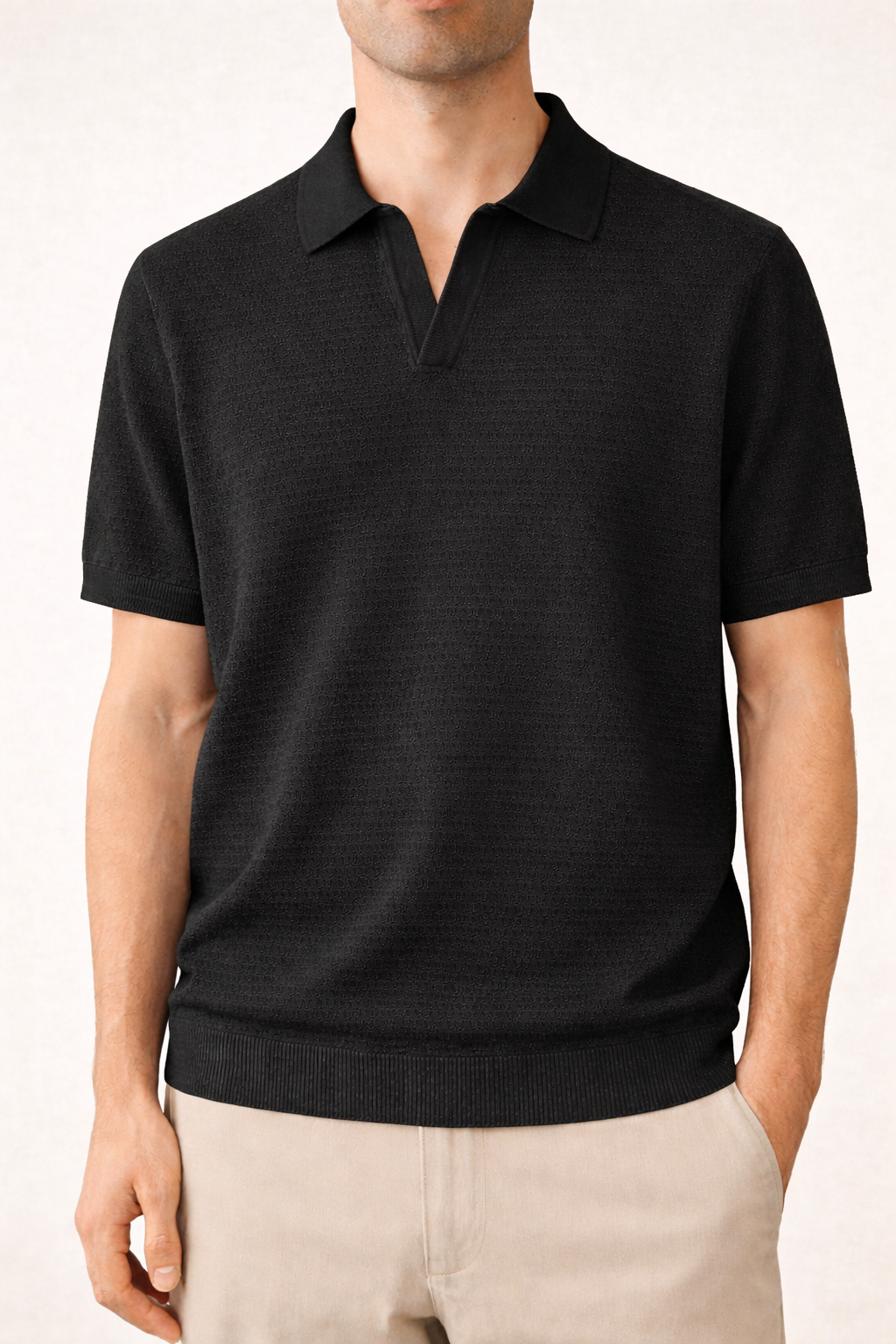 Polo Uomo Maglia Microtexture Operata Traspirante Estiva