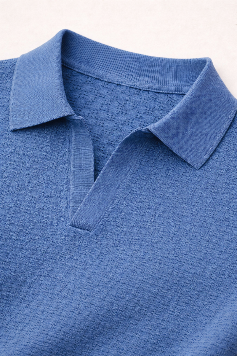 Polo Uomo Maglia Microtexture Operata Traspirante Estiva