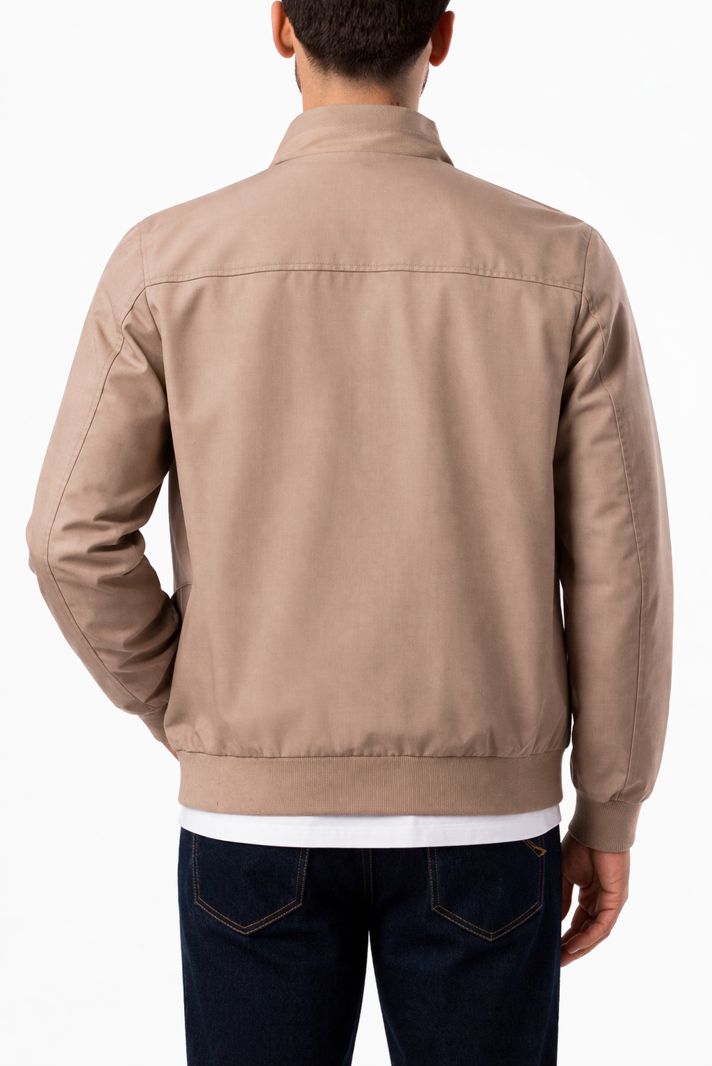 Giubbino Uomo Beige Leggero Zip Collo Alto