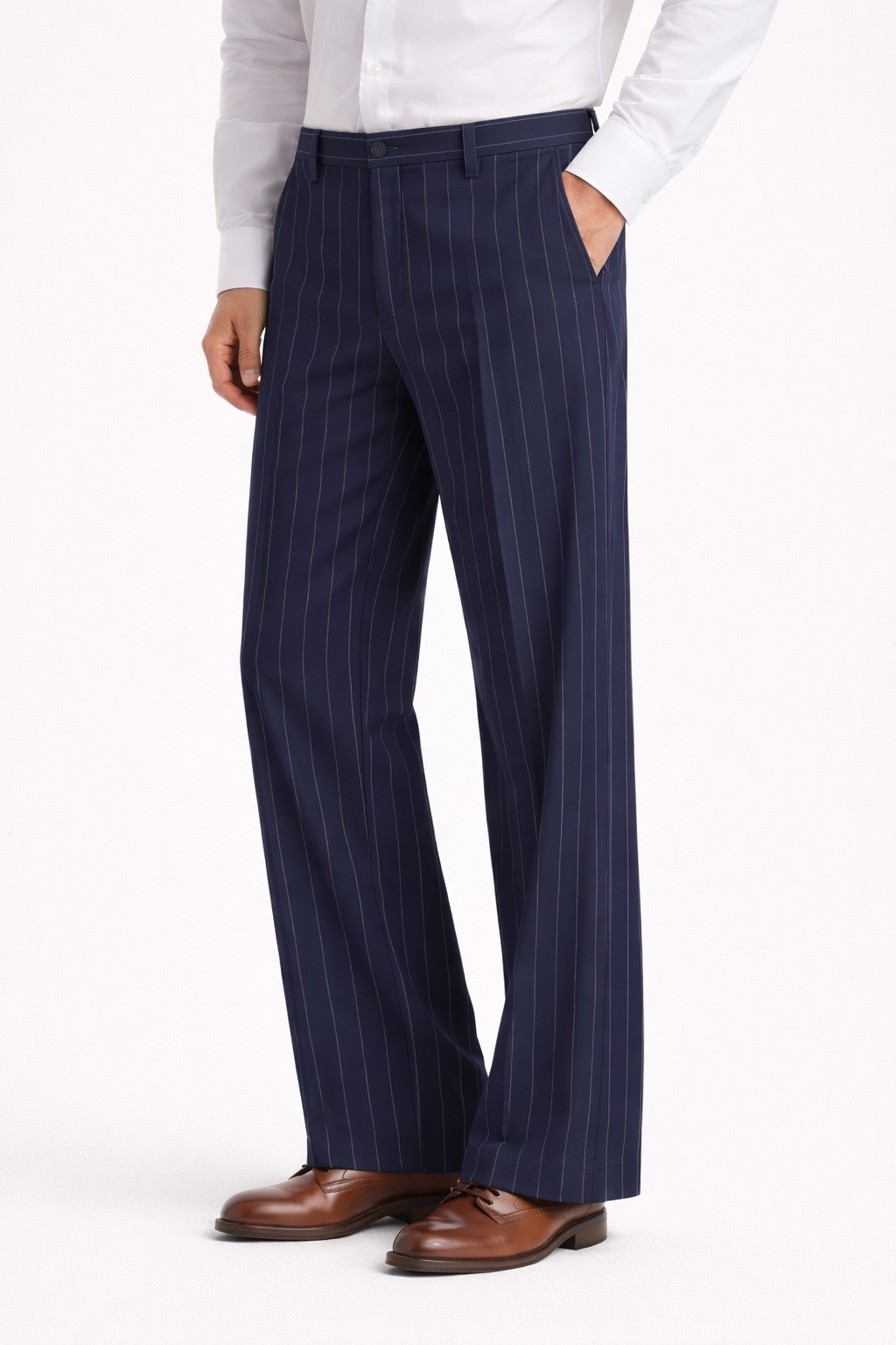 Pantalone Gessato Wide Leg