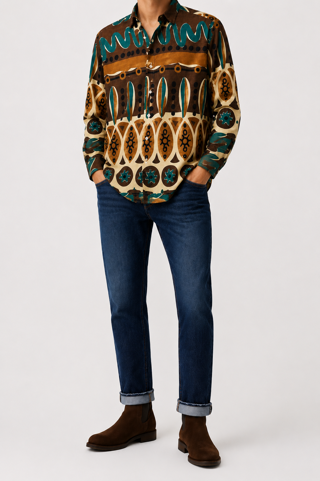 Camicia Riviera Geometrica in Cotone