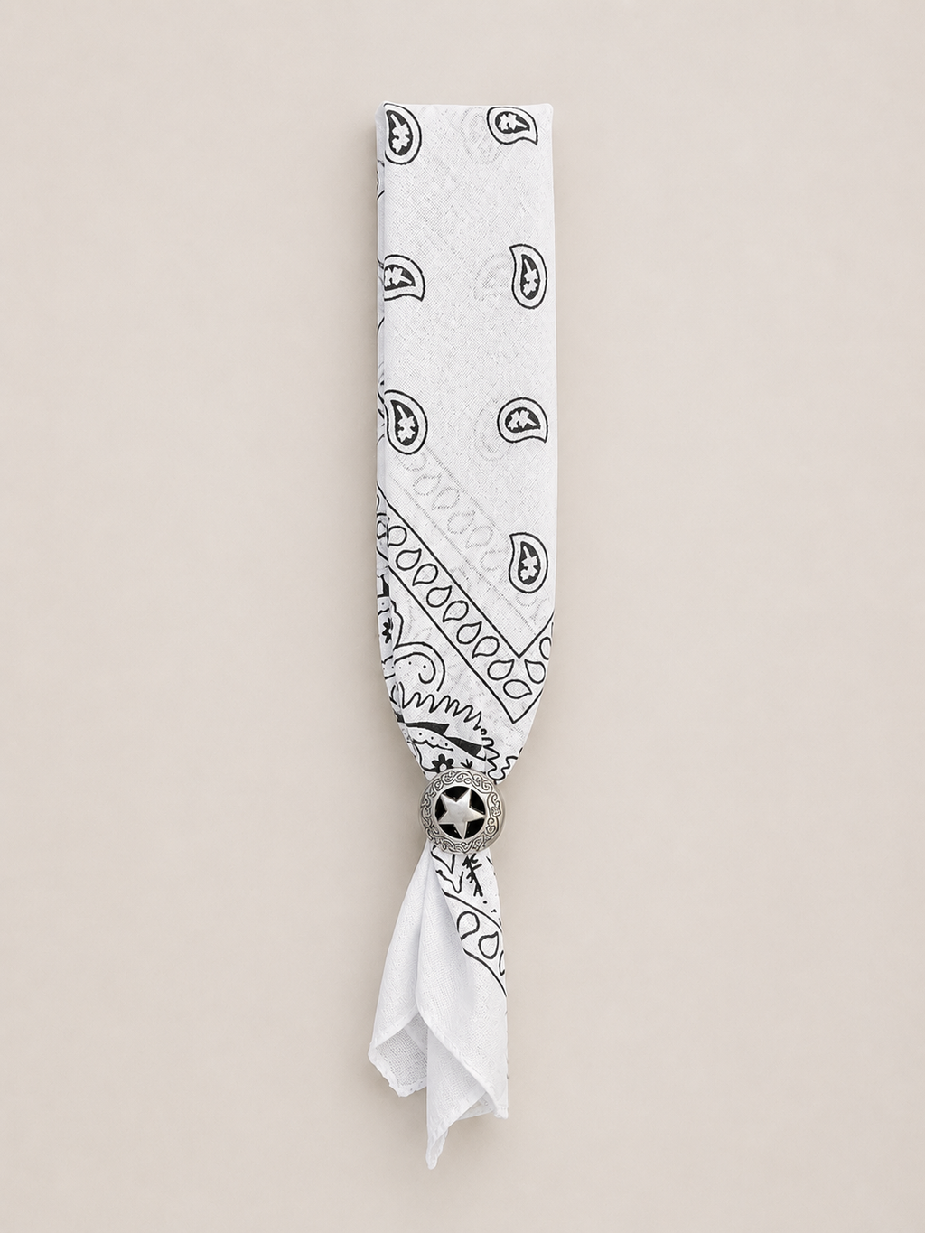 Bandana Bianca Con Anello Western