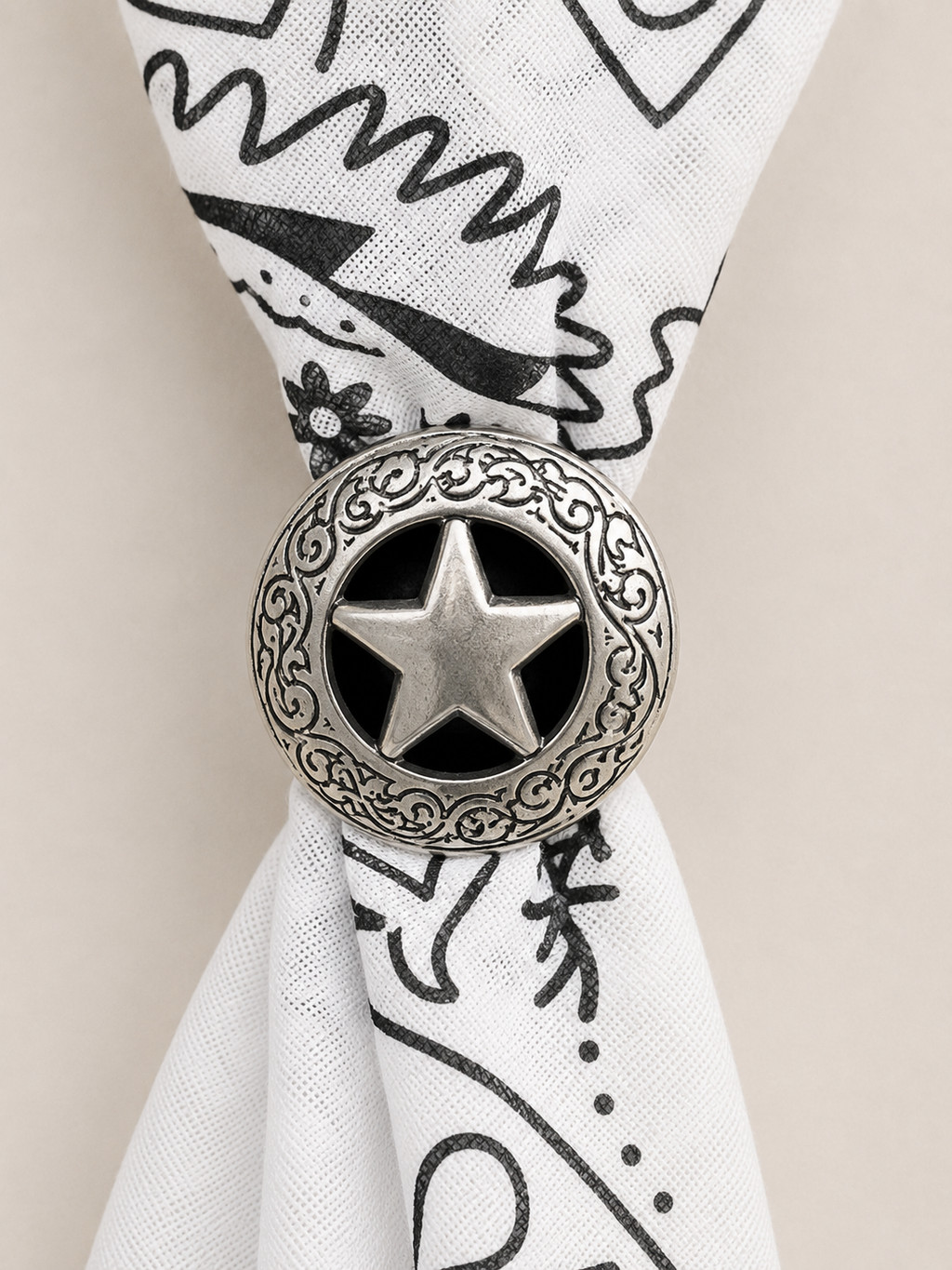 Bandana Bianca Con Anello Western